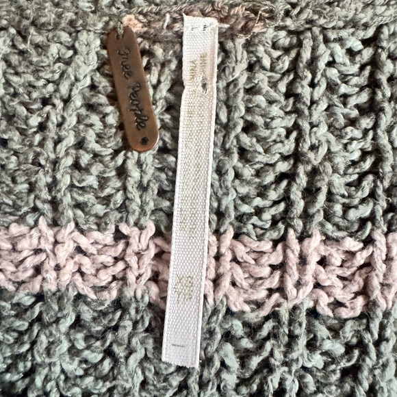 Free People Loose Knit Olive Green Striped Women's Sweater - Picture 8 of 12